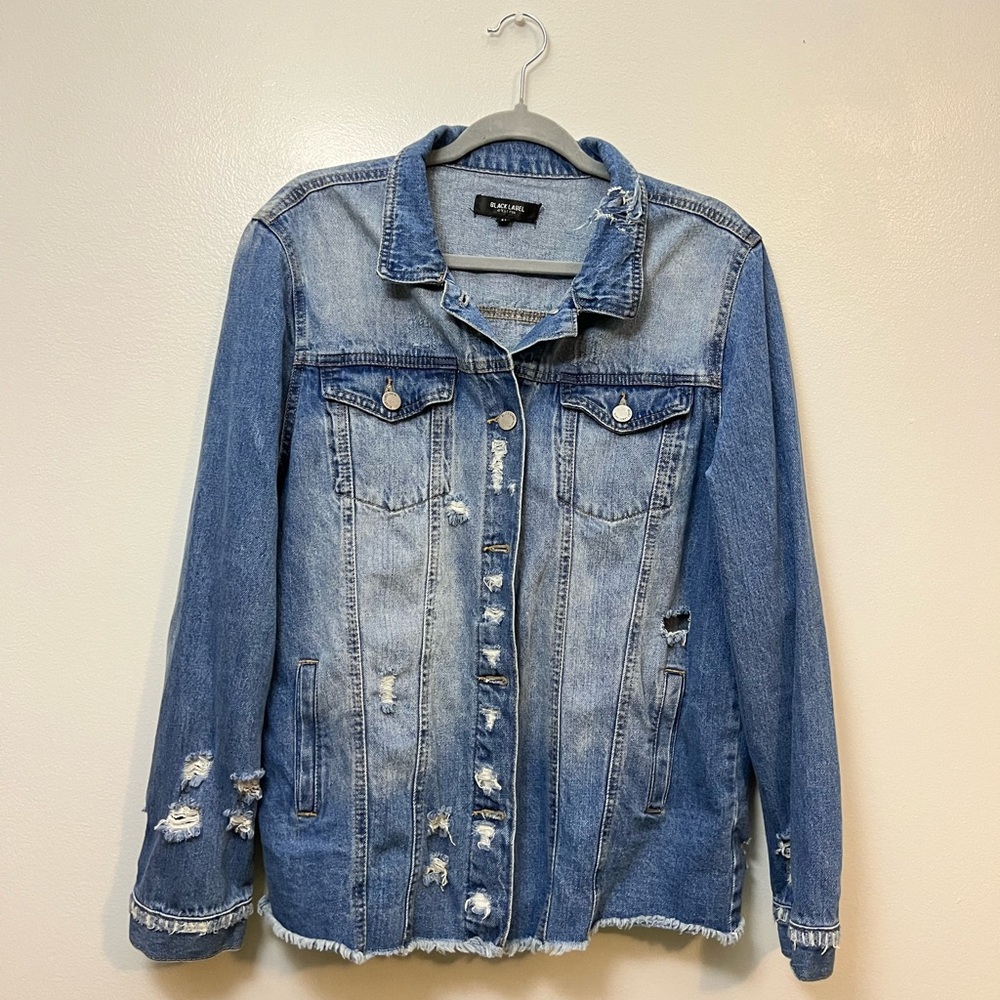 Black Label denim jacket, dark and light wash denim